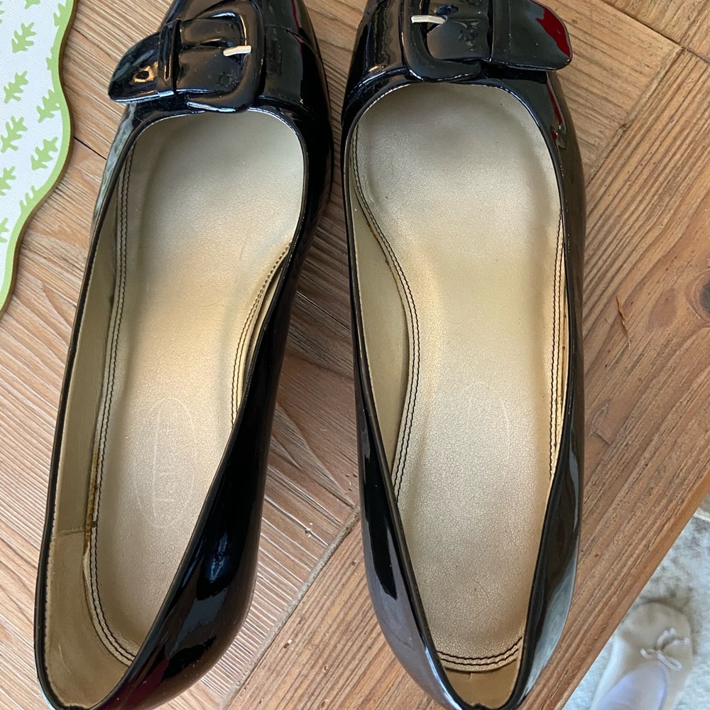 Talbots Black Patent Leather Buckle Flats